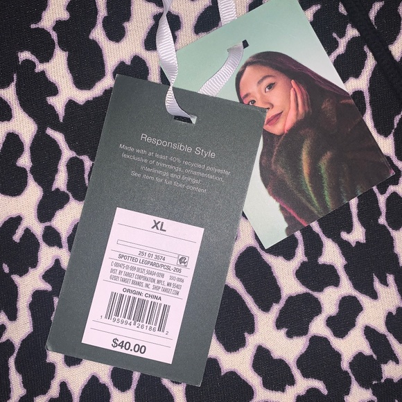 Sandy Liang x Target Black XL Women's Leopard Print Ruffle Hooded Sweatshirt - Picture 2 of 2